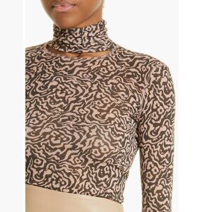 NANUSHKA Hanny Cut-out Turtleneck Top NWT XL Animal Print